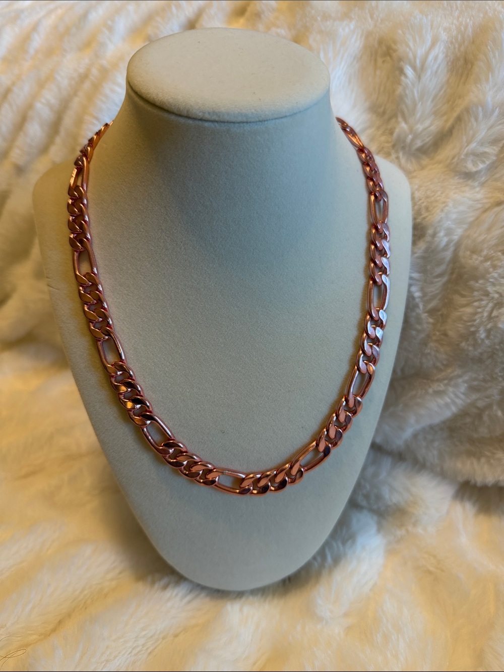 Rose Gold Figaro Chain Necklace with Magnetic clasp- Women's Jewelry